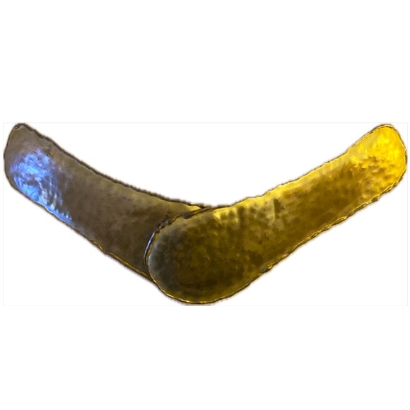 Vintage Brass -Tone Modernist, hammered Belt Buckle/ Sarong clasp w/ hinge. 13" - Picture 3 of 6